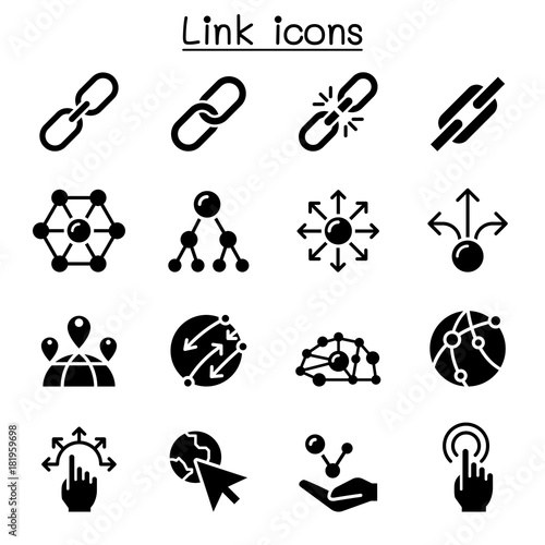 Link icon set in thin line style