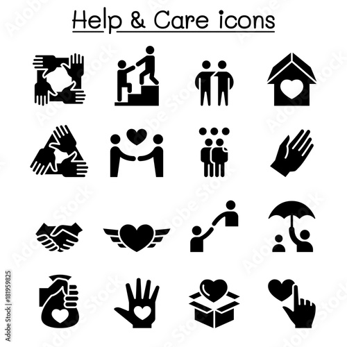 Help, care, Friendship, Generous & Charity icon set