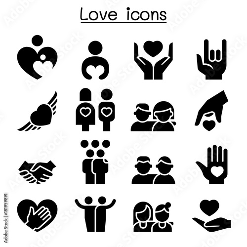 Love, Relationship, Friend, Family icon set