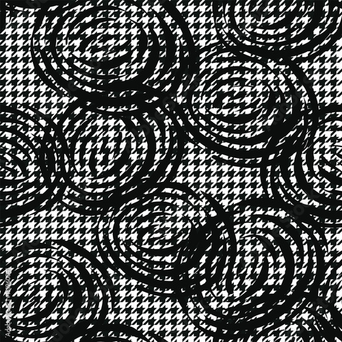 Hounds-tooth seamless pattern with roses.