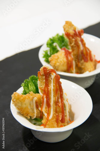 Fish fingers with tomato sauce