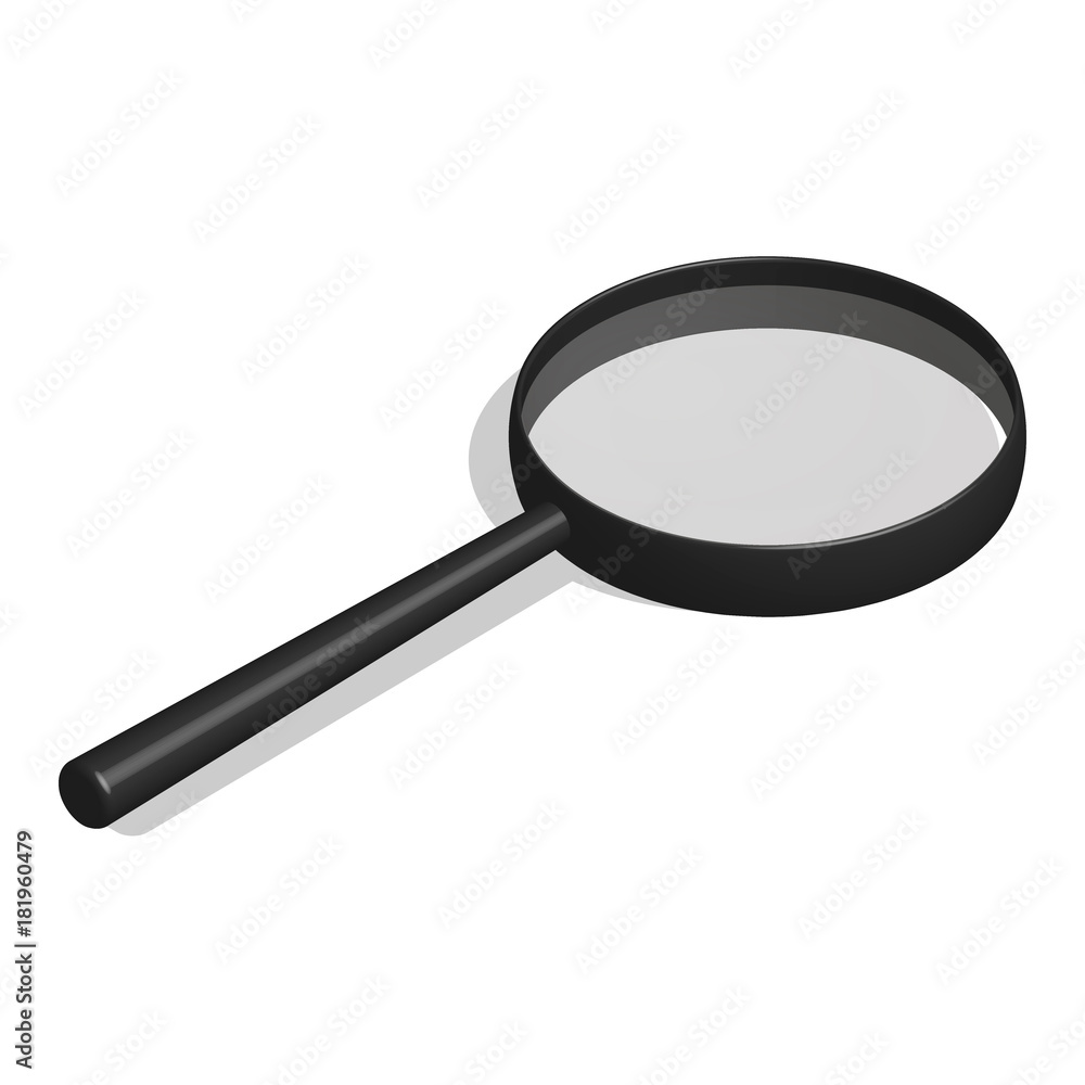 Photo realistic magnifier in 3d isometric, vector illustration. Photo realistic magnifier in 3d isometric, vector illustration.