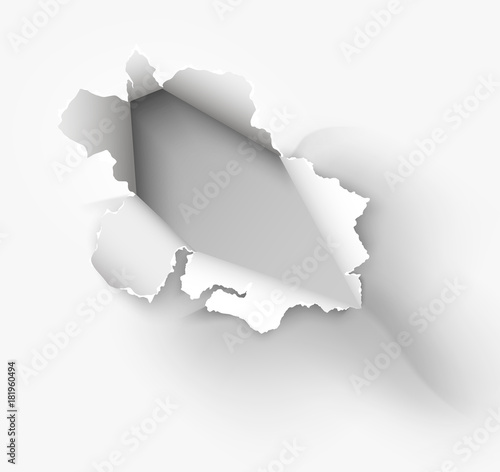 Hole torn in ripped paper