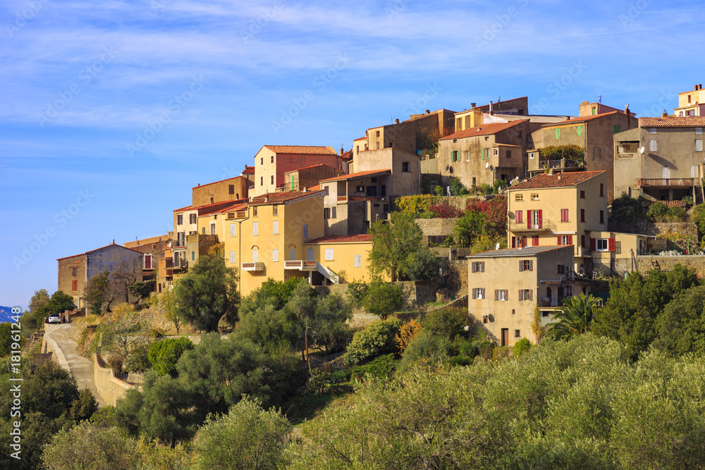 An old village in the mountains of Corsica in France