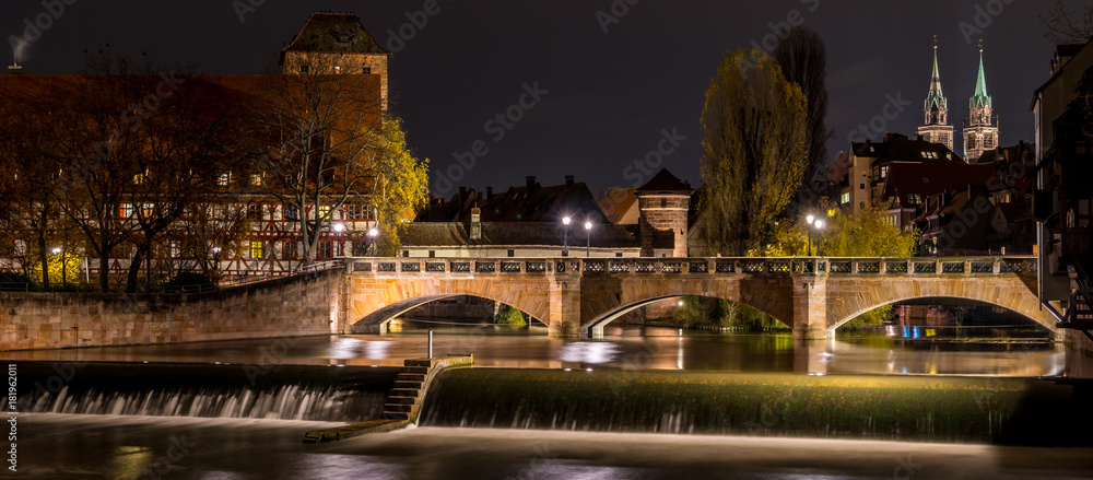 Maxbrücke am Abend,Nürnberg