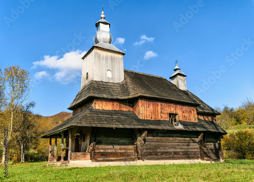 Wooden church of Saint Basil the Great (1703) in Transcarpathian village Sil`, Ukraine