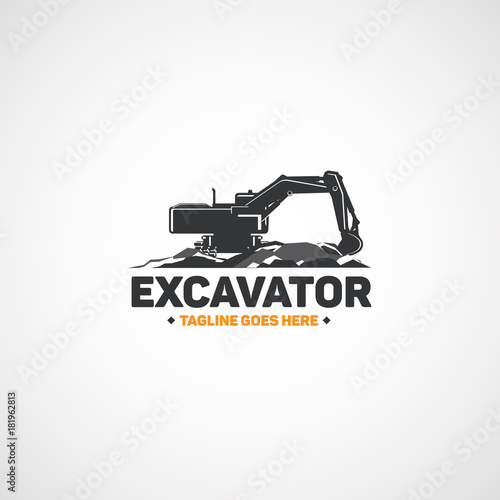 Vector construction excavator.