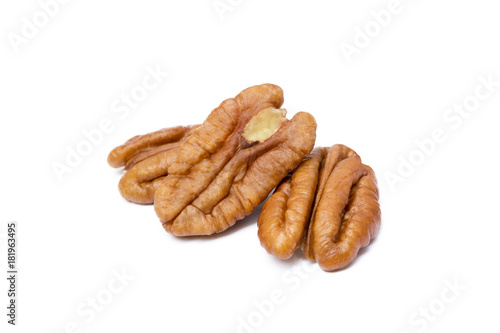 Fresh pecan nuts isolated on a white background