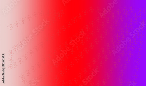 Purple to red to pink Gradient with hearts spread over illustration.  