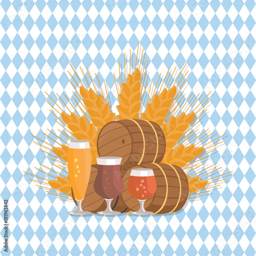 Beer Digustation at Octoberfest Vector Illustation