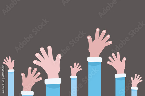 Raised hands volunteering vector concept. Vector illustration flat style.