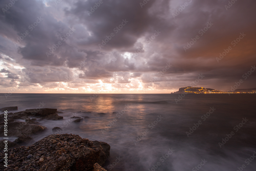 Obraz premium Long exposure seascape of Alanya in Turkey