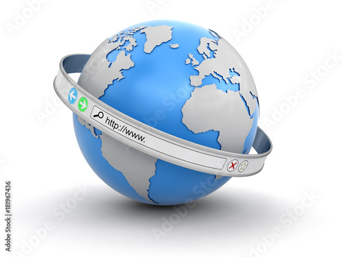 Web browser screen around the Earth (clipping path included)