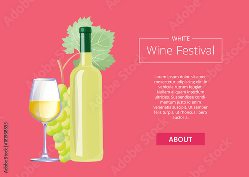 White Wine Festival Vector Illustration on Red