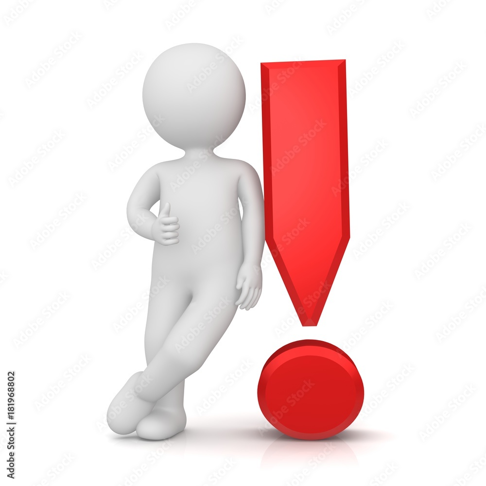 thumb up man people with red exclamation mark point isolated on white thumb up man people with red exclamation mark point isolated on white
