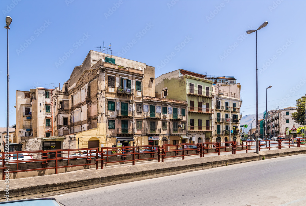 Palermo, Italy. Old buildings in the city center