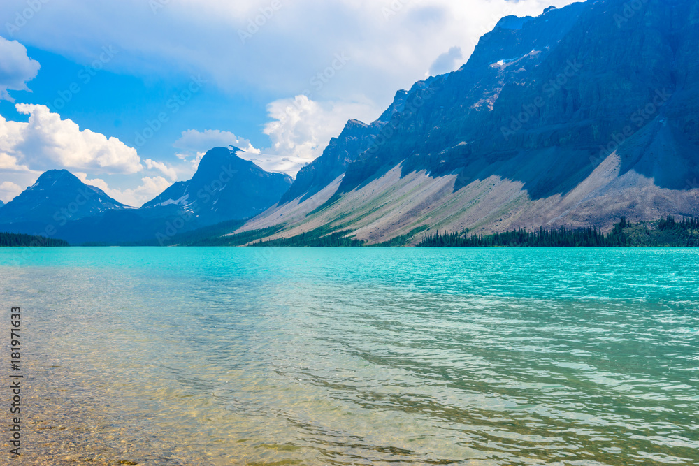 Majestic mountain lake in Canada. Bow Lake. Majestic mountain lake in Canada. Bow Lake.