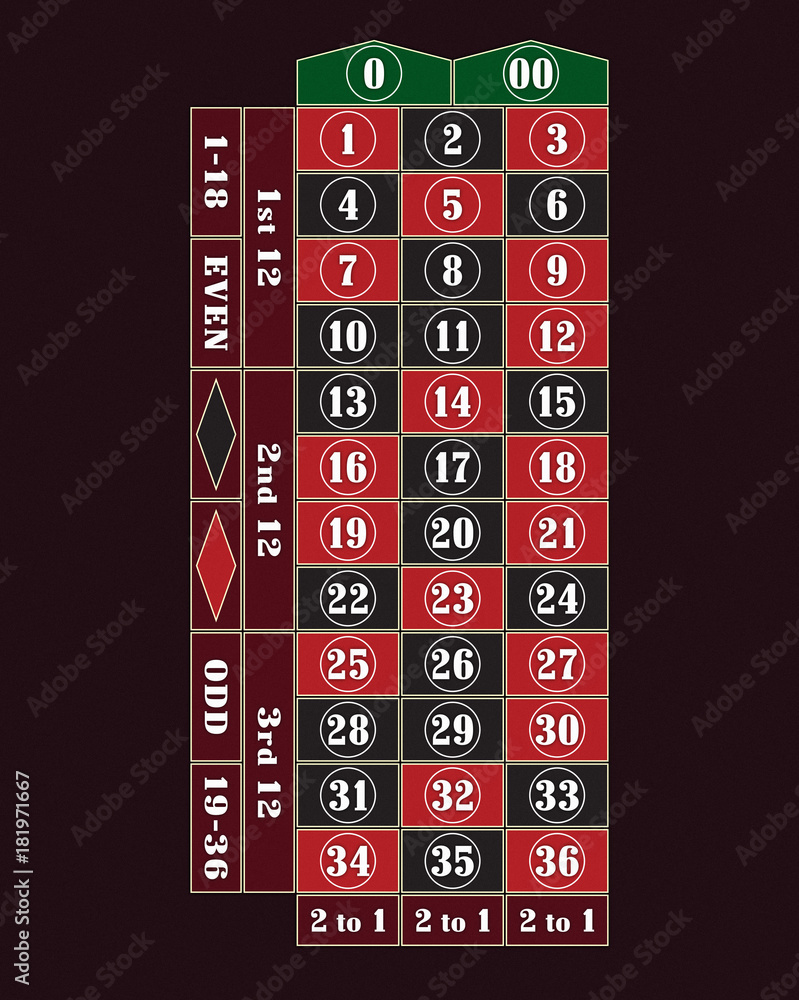 Obraz premium Traditional American Roulette Table raster illustration