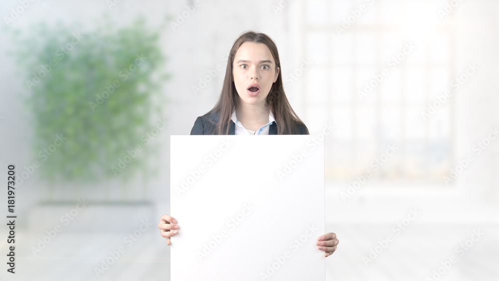 Young Business woman over interior background Young Business woman over interior background