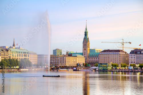 Obraz na płótnie Cityscape of Hamburg, Germany w salonie