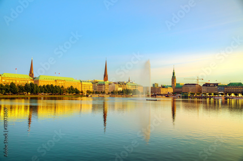 Obraz na płótnie Cityscape of Hamburg, Germany w salonie