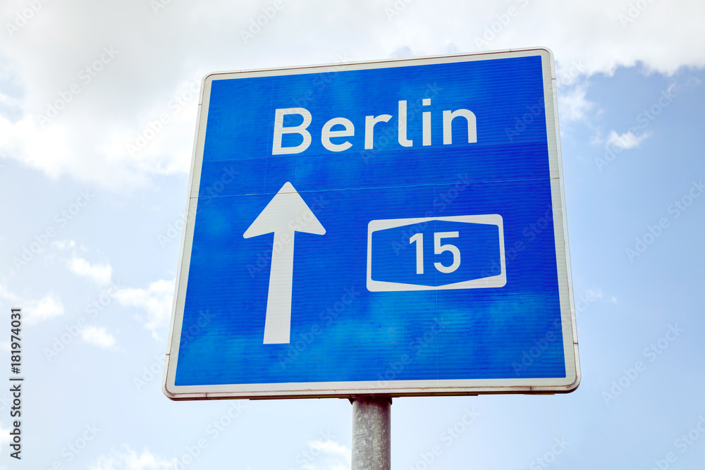 Traffic sign with direction to Berlin Traffic sign with direction to Berlin