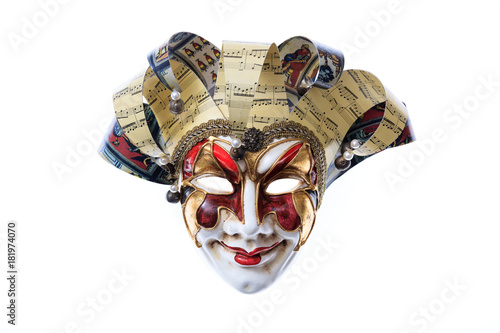 Foto Harlequin handmade Venetian mask isolated on white background