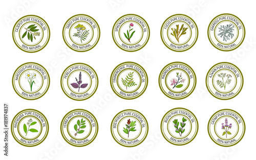 Set of essential oil labels