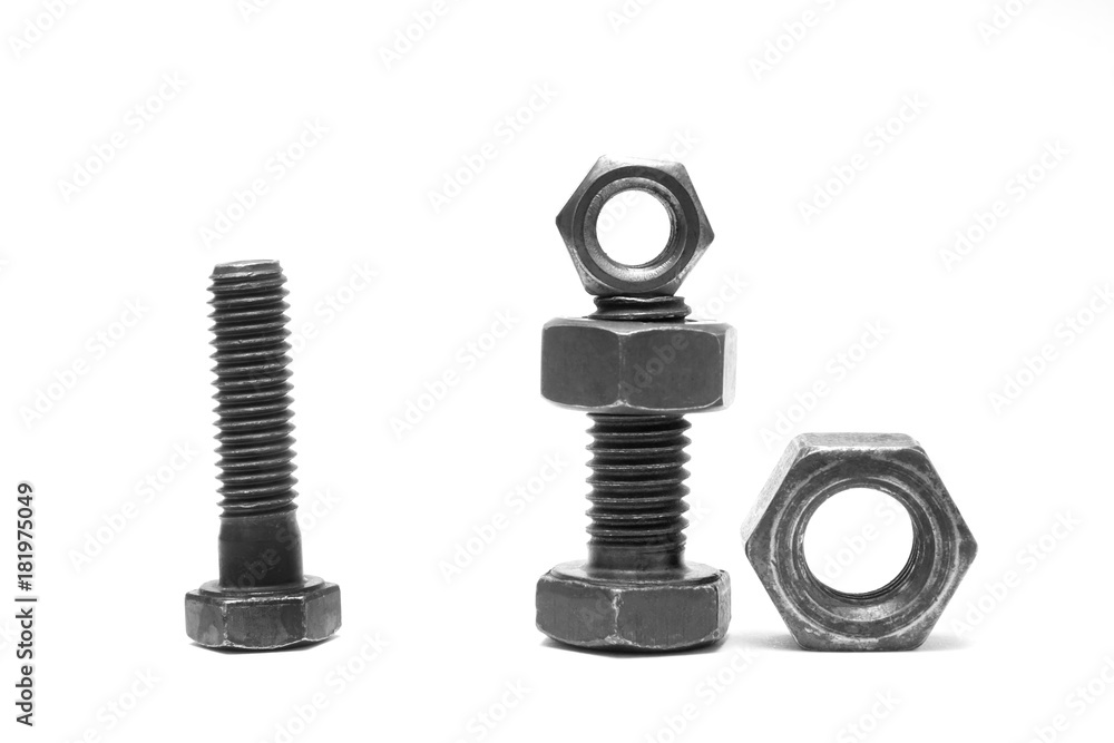 bolt and nut isolated on white background bolt and nut isolated on white background
