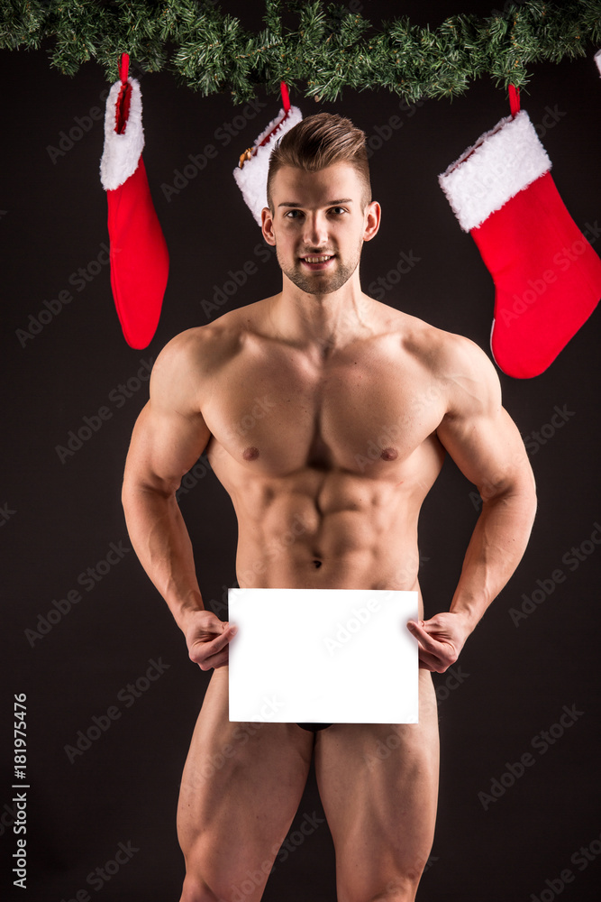 Naked handsome sexy santa claus Stock Photo | Adobe Stock