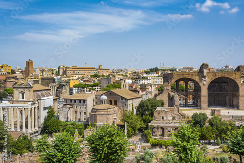 Top view of Roman Forum, Rome Italy