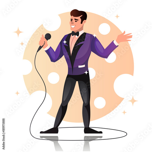 man with a microphone. vector cartoon illustration