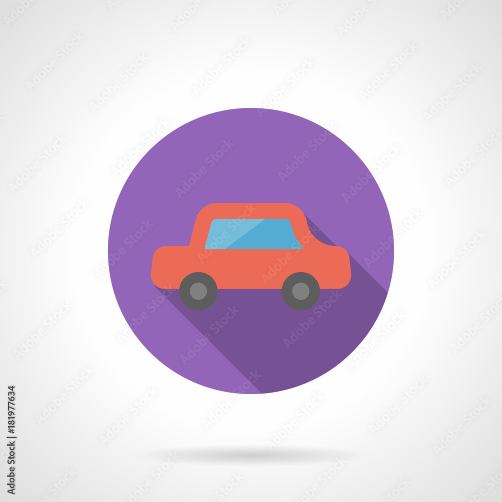 Red automobile flat round vector icon Red automobile flat round vector icon