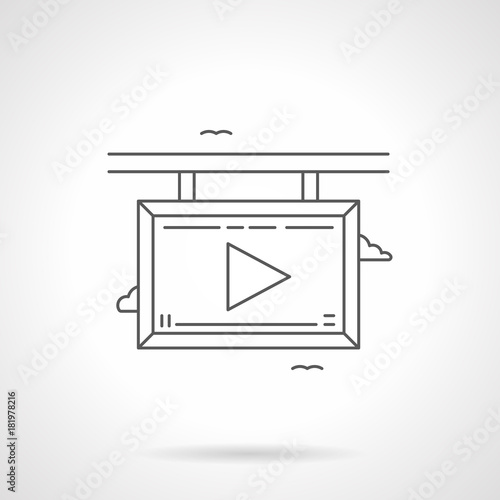 Video screen flat line vector icon