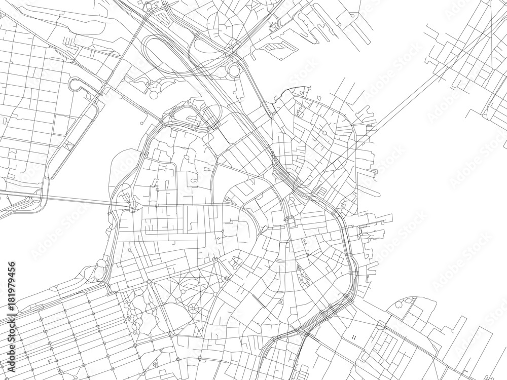 Strade di Boston centro, cartina della città, Massachusetts, Stati Uniti. Stradario