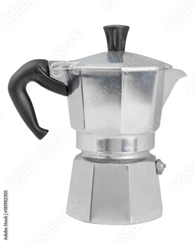 Metal geyser coffee pot, isolated on white background