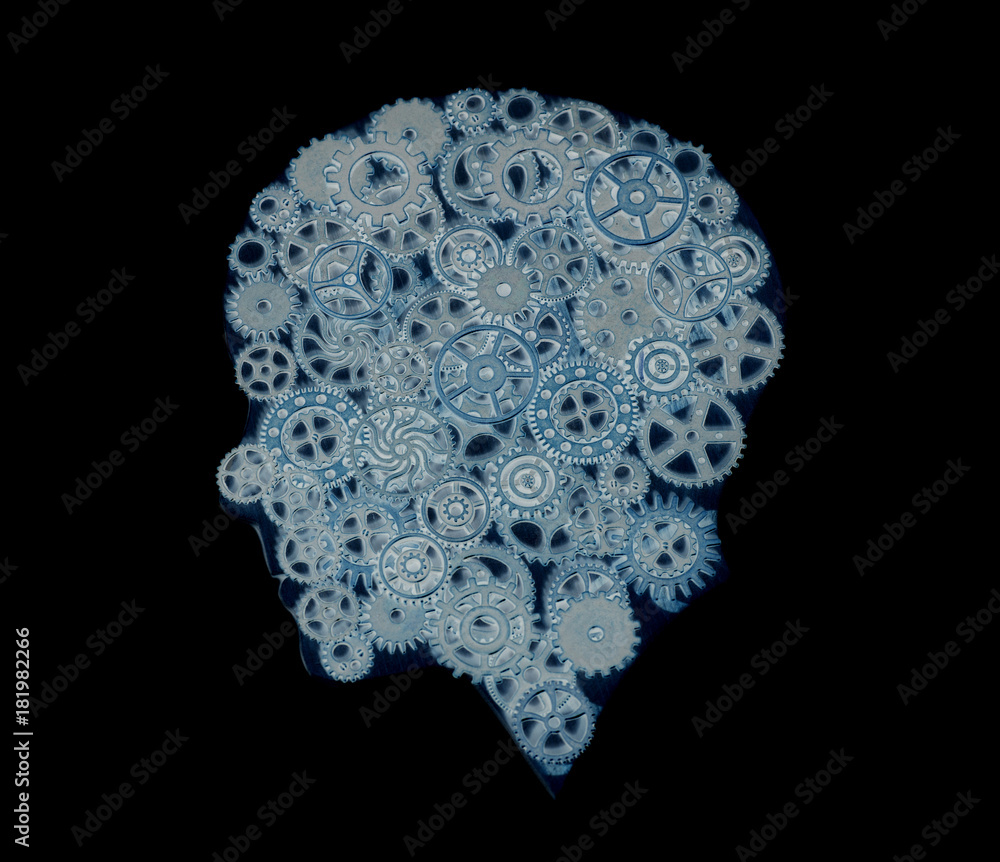 Obraz premium Human Head Model with Gears