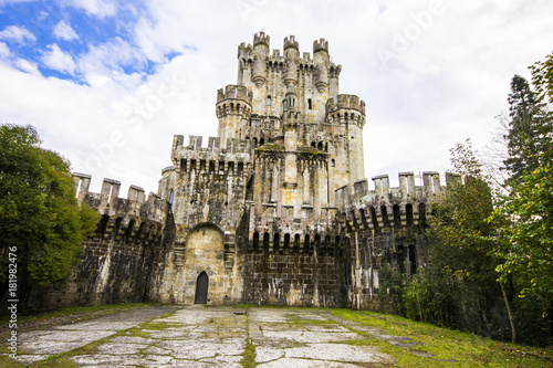 The Butroeko gaztelua or Butron Castle, a fortress completely rebuilt by Francisco de Cubas in 1878, located in Gatika, Basque Country, northern Spain