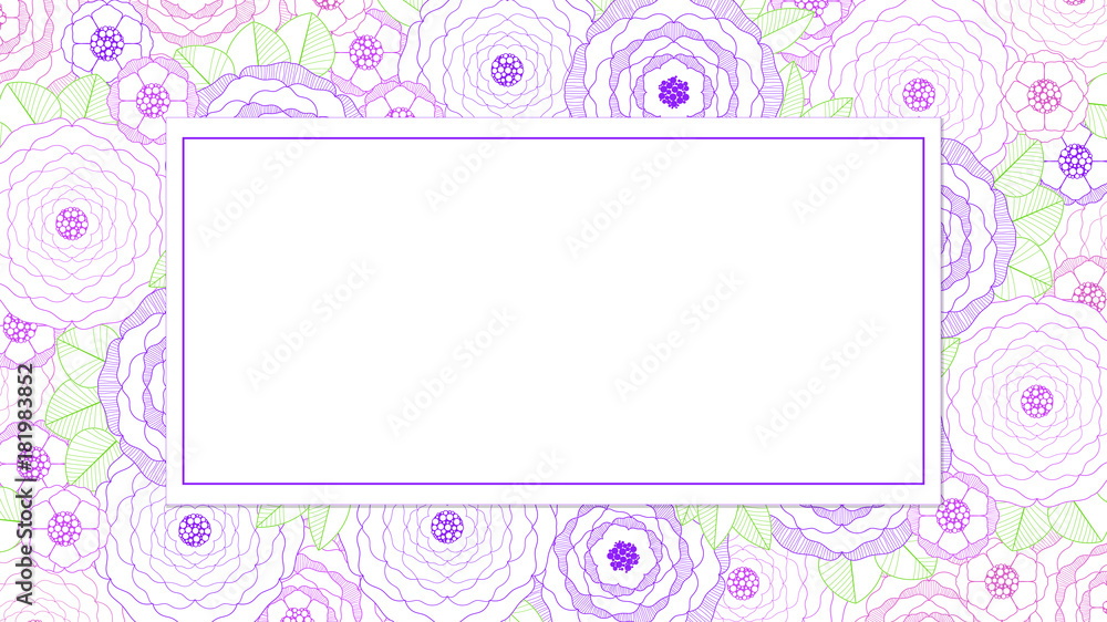 Vector illustration. A pattern of gentle contours of abstract colorful flowers with frame for text. Vector illustration. A pattern of gentle contours of abstract colorful flowers with frame for text.