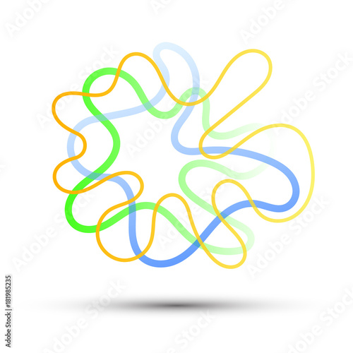 Abstract color curved lines and loops on white