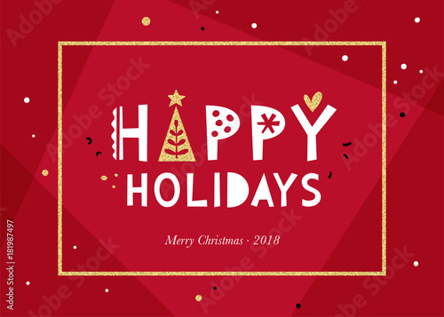 Red Happy Holidays background.