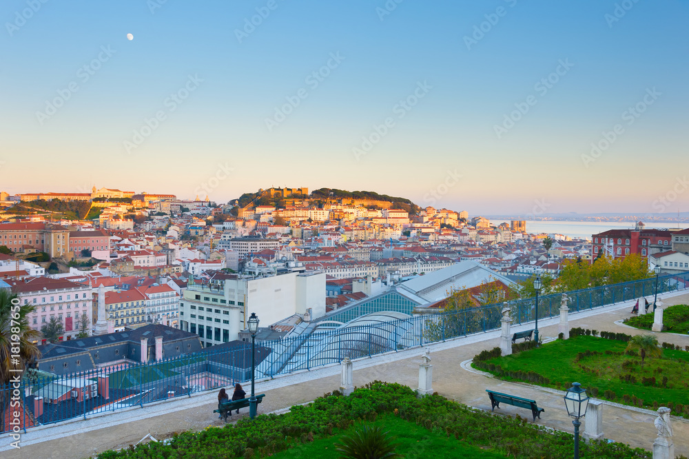 Lisbon skyline at sunset. Portugal