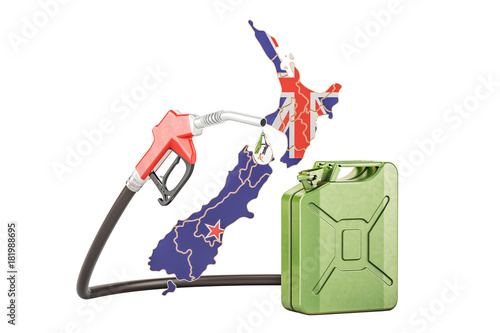 Production and trade of petrol in New Zealand, concept. 3D rendering