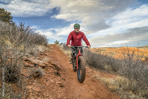 riding a fat bike on Colorado foothills