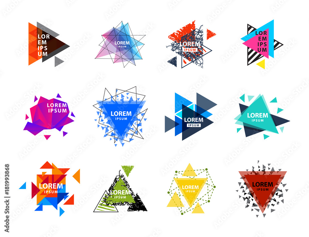 Obraz premium Sacred geometry triangle abstract logo figures elements mystic polygon creative triangulum vector illustration