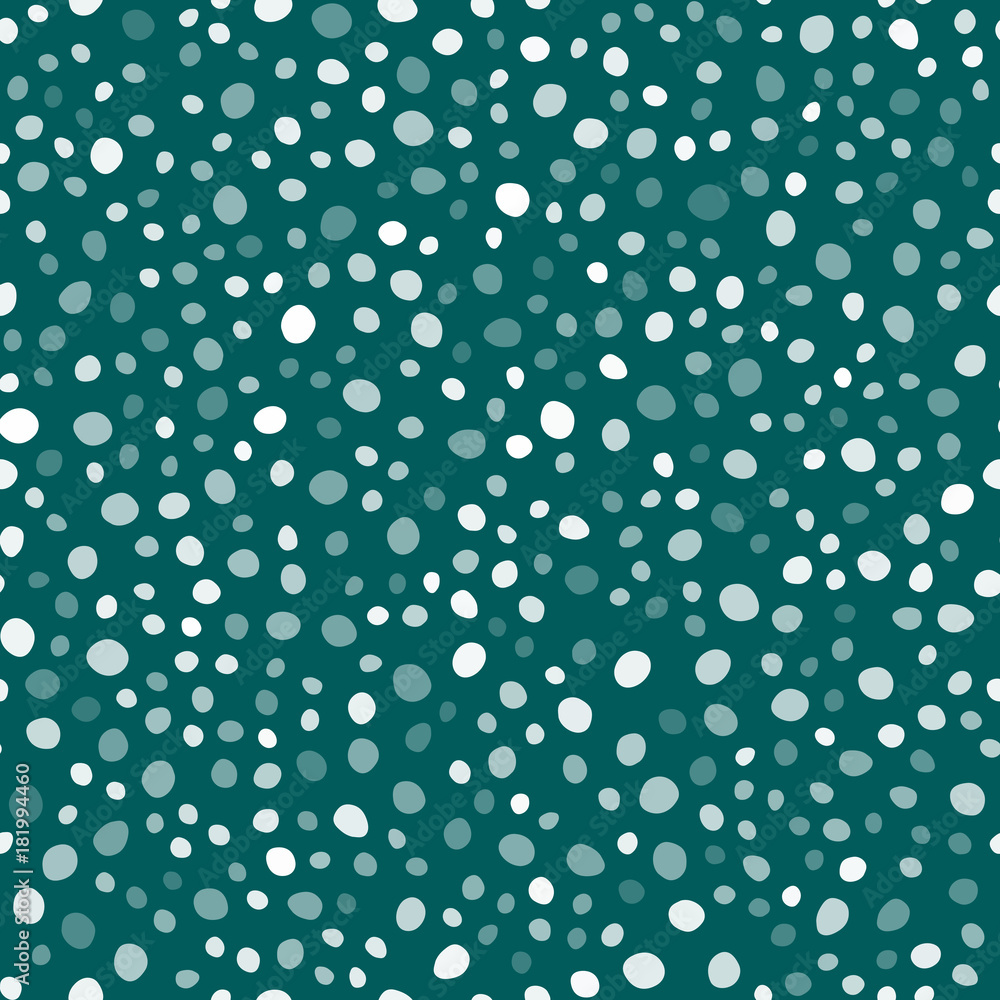 Background with snow balls. Seamless pattern for winter holiday design made of simple doodles.