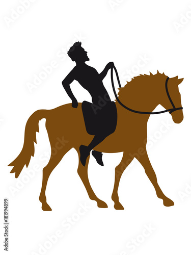 sattel sitzen silhouette schwarz umriss pferd pony reiten schnell pferdchen klein spaß schnell comic cartoon reiter schön süß niedlich © Style-o-Mat-Design