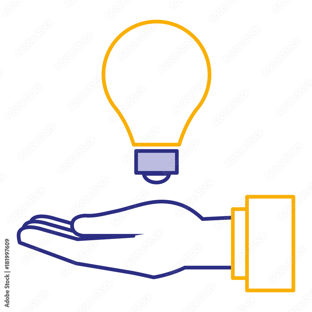 hand human with bulb light vector illustration design hand human with bulb light vector illustration design