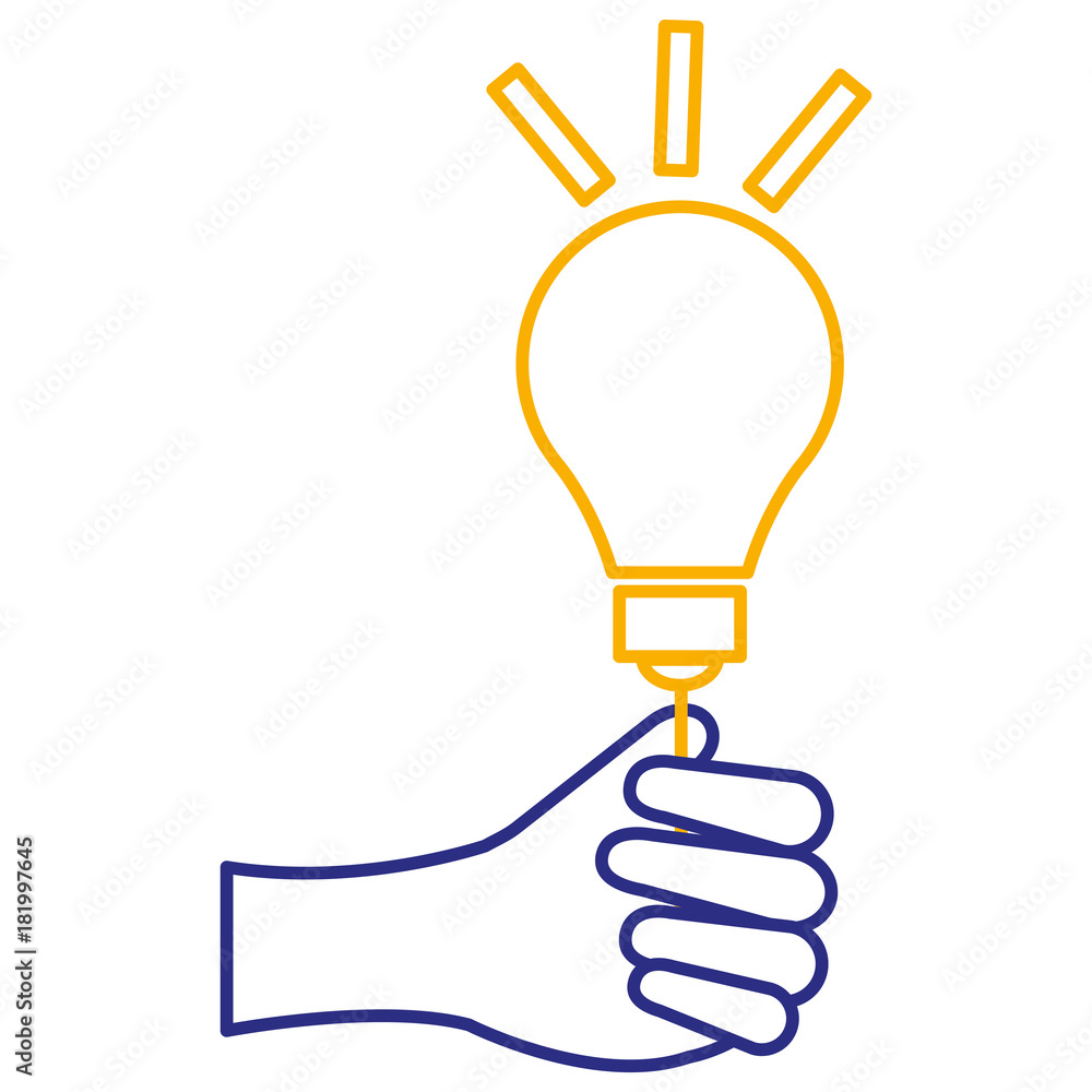 Fototapeta premium hand human with bulb light vector illustration design