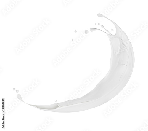Splash of cream close-up on a white background